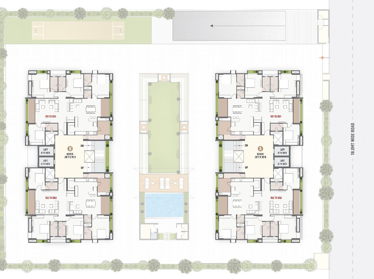 Typical floor plan, Divyam Pravesh Block A and B